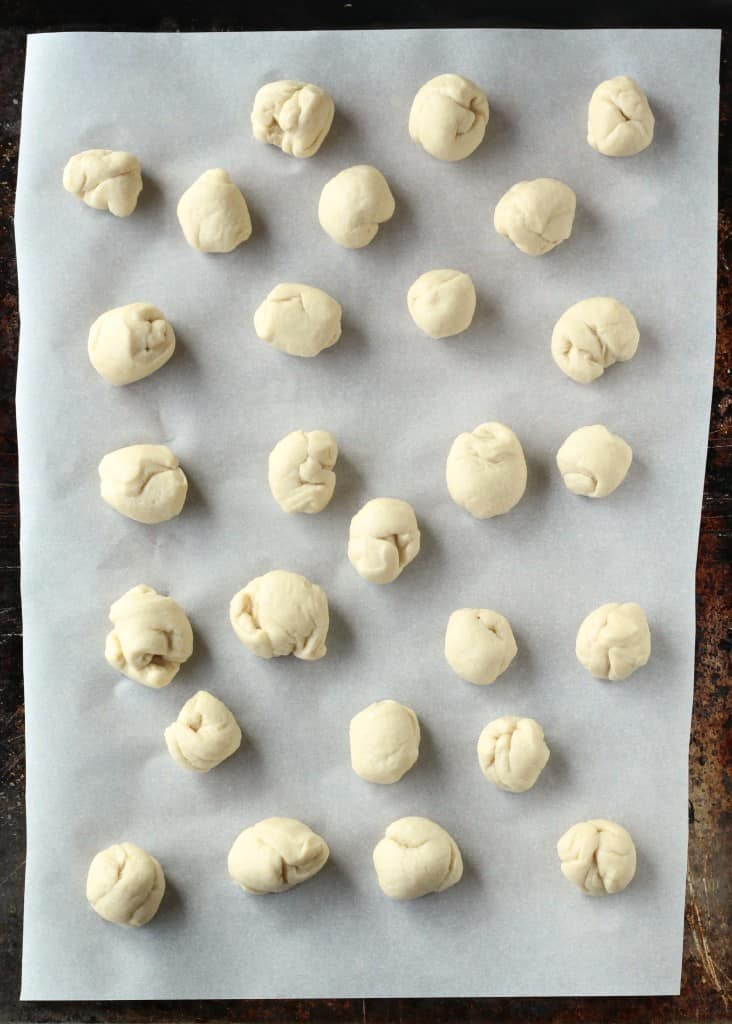 pizza dough rolled into small balls