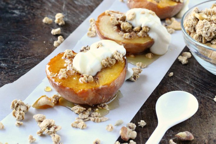 Baked Peaches with Granola