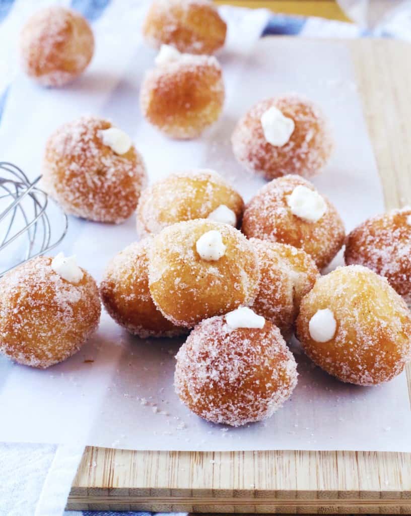 Cream Cheese Donut Holes topped with sugar