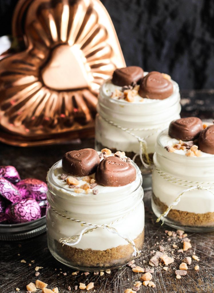 Caramel Toffee No Bake Cheesecakes