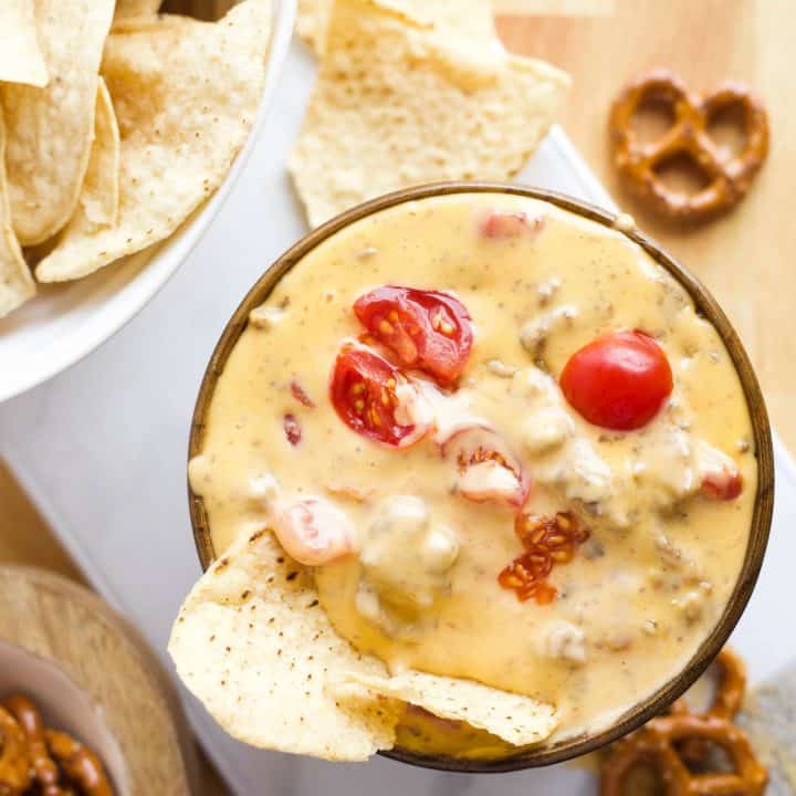 Crockpot Cheeseburger Queso Dip - My Heavenly Recipes