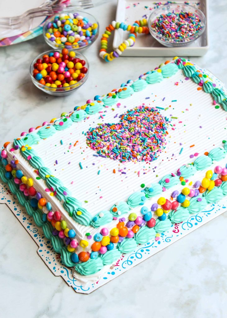 easy sprinkle stencil cake