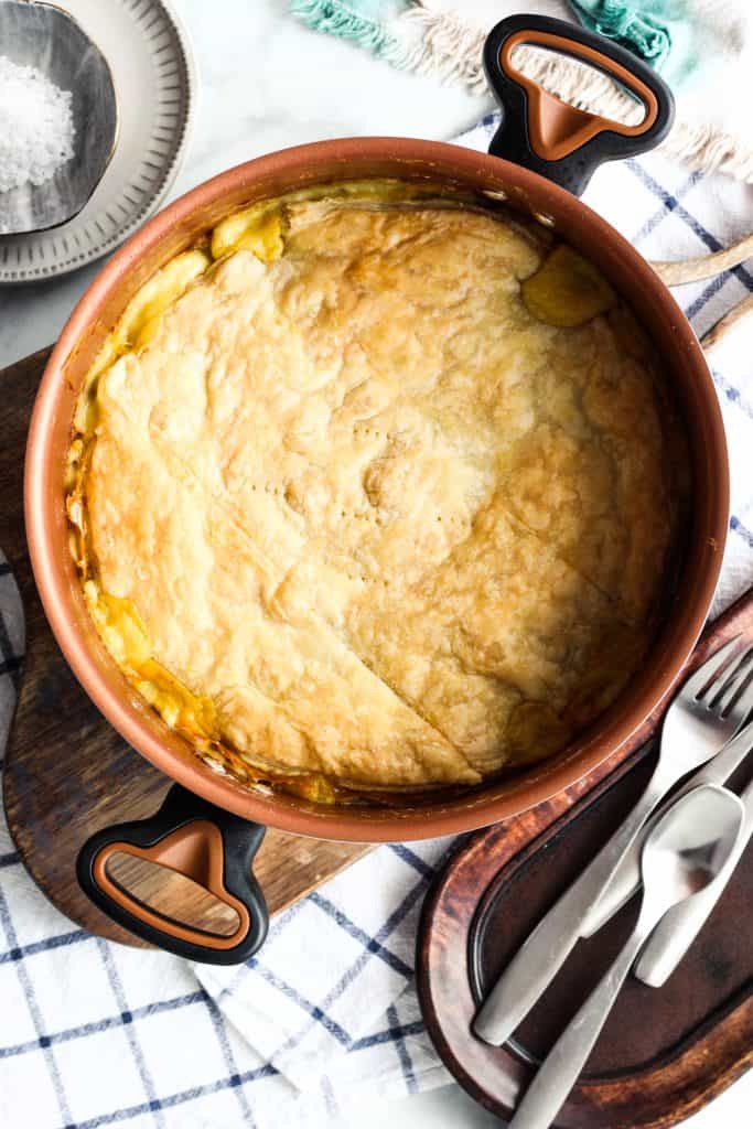 puff pastry-topped chicken pot pie