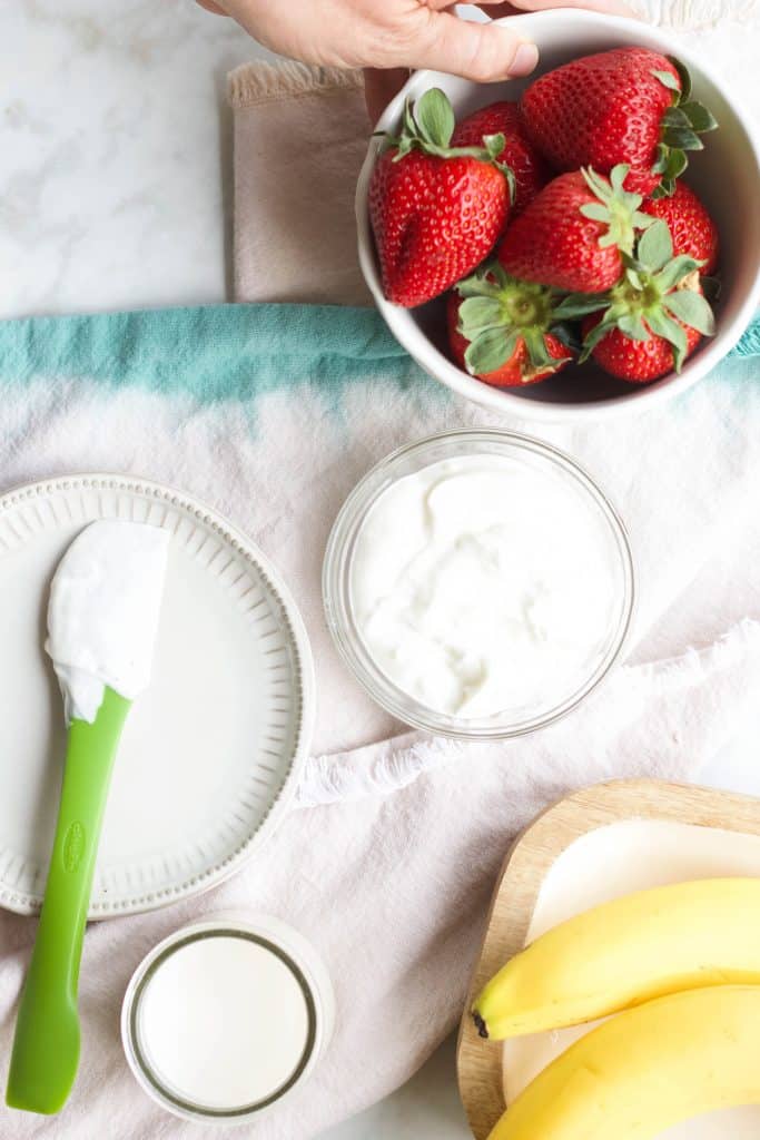 ingredients for Banana Greek Yogurt Smoothies