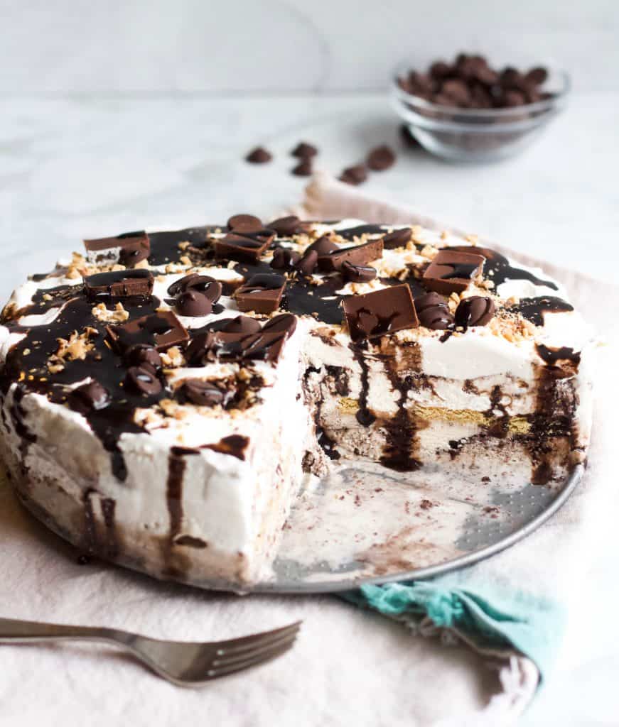 Cookies and Cream Ice Cream Cake on the plate
