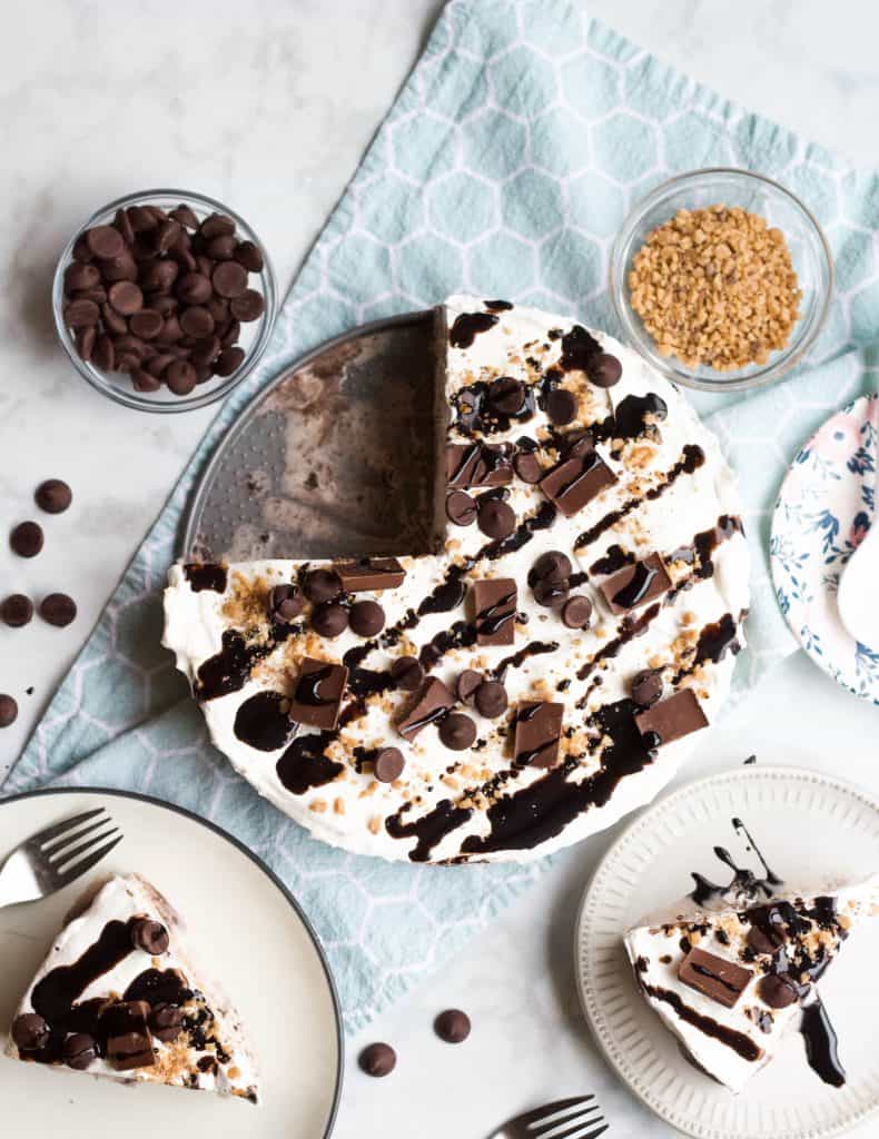 Cookies and Cream Ice Cream Cake being served