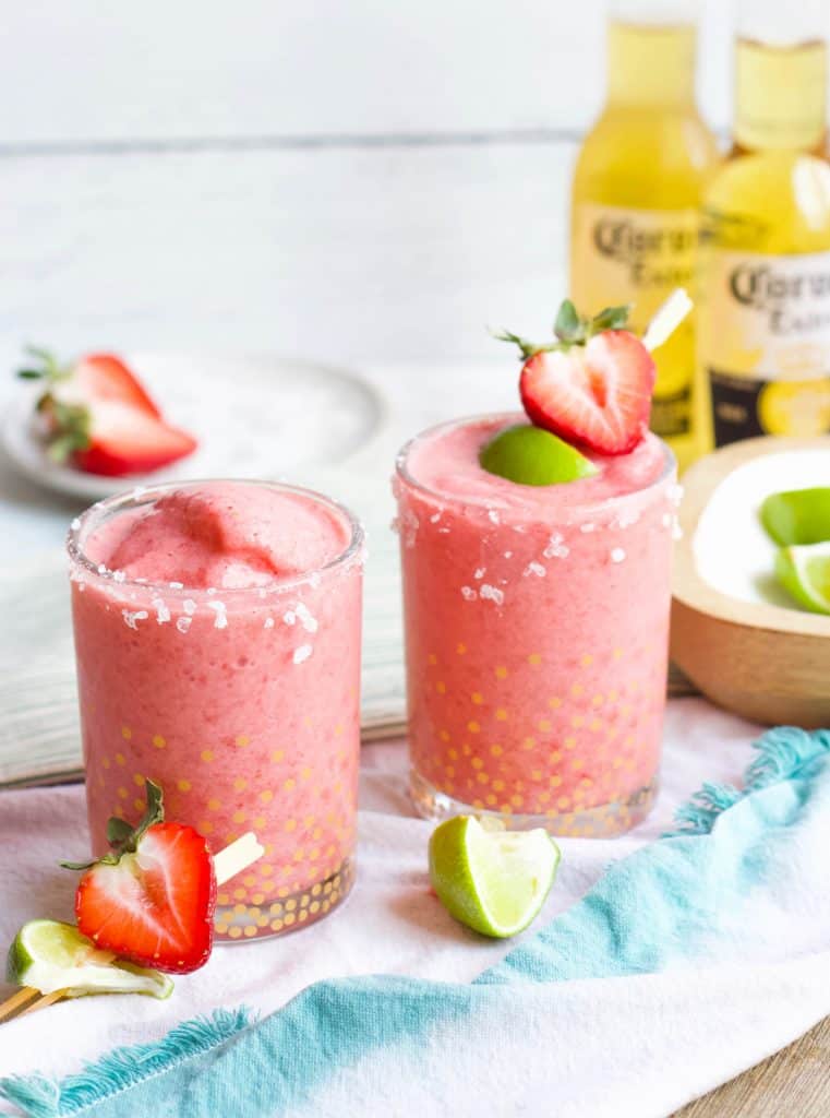 Corona Strawberry Margaritas with Corona beers