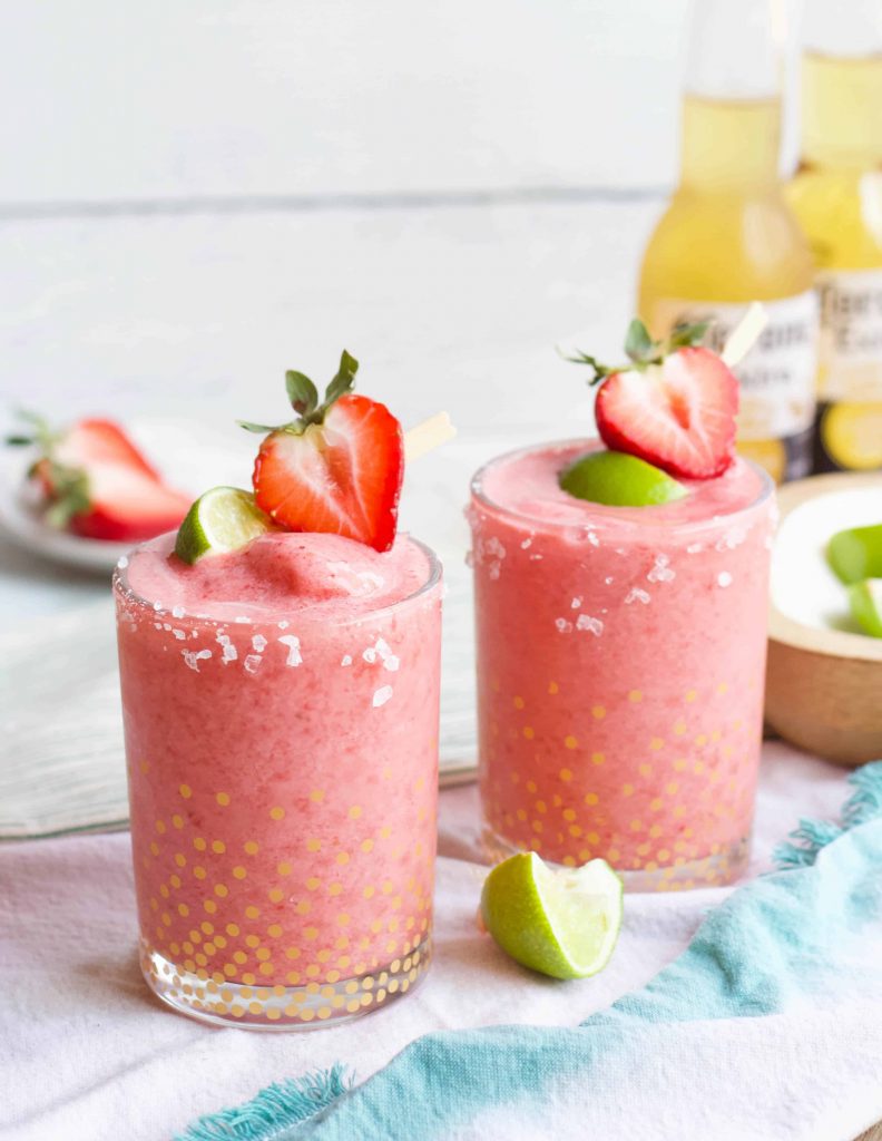 Corona Strawberry Margarita in decorative glasses