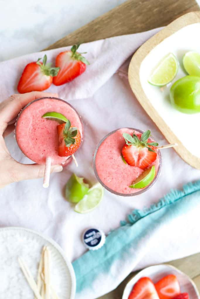 Corona Strawberry Margaritas on a tablescape