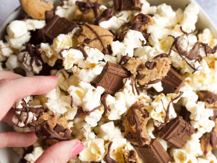 chocolate drizzled popcorn