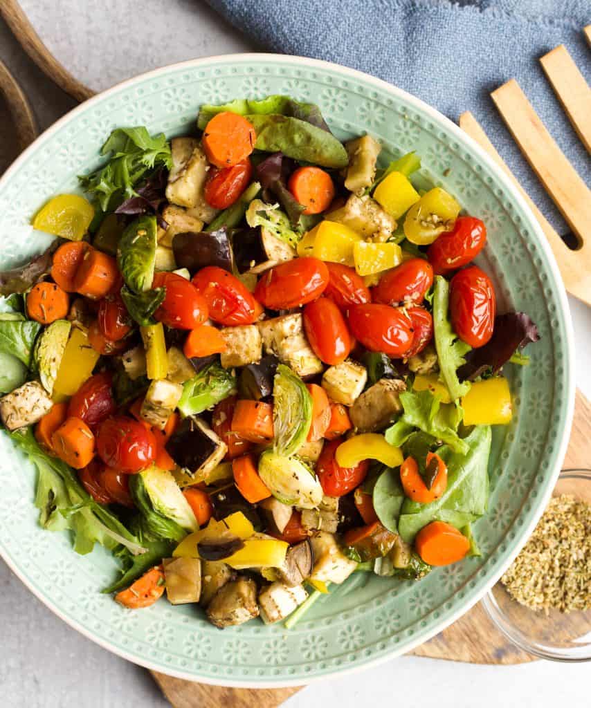 bowl of Roasted Veggies cooked in the Air Fryer