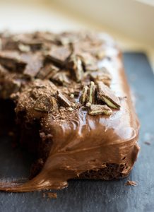 frosted chocolate mint poke cake