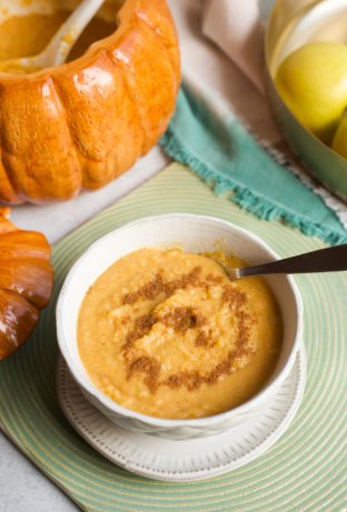 bowl of fall favorite sweet potato and apple soup