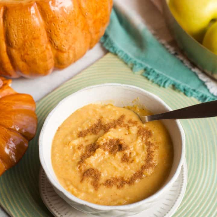 bowl of fall favorite sweet potato and apple soup