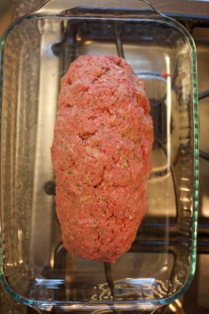 raw meatloaf about to be baked